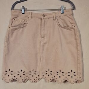 H&M Pastel Lilac Mini Skirt with Floral Cutout Hem 10 Retro Boho Y2k‎